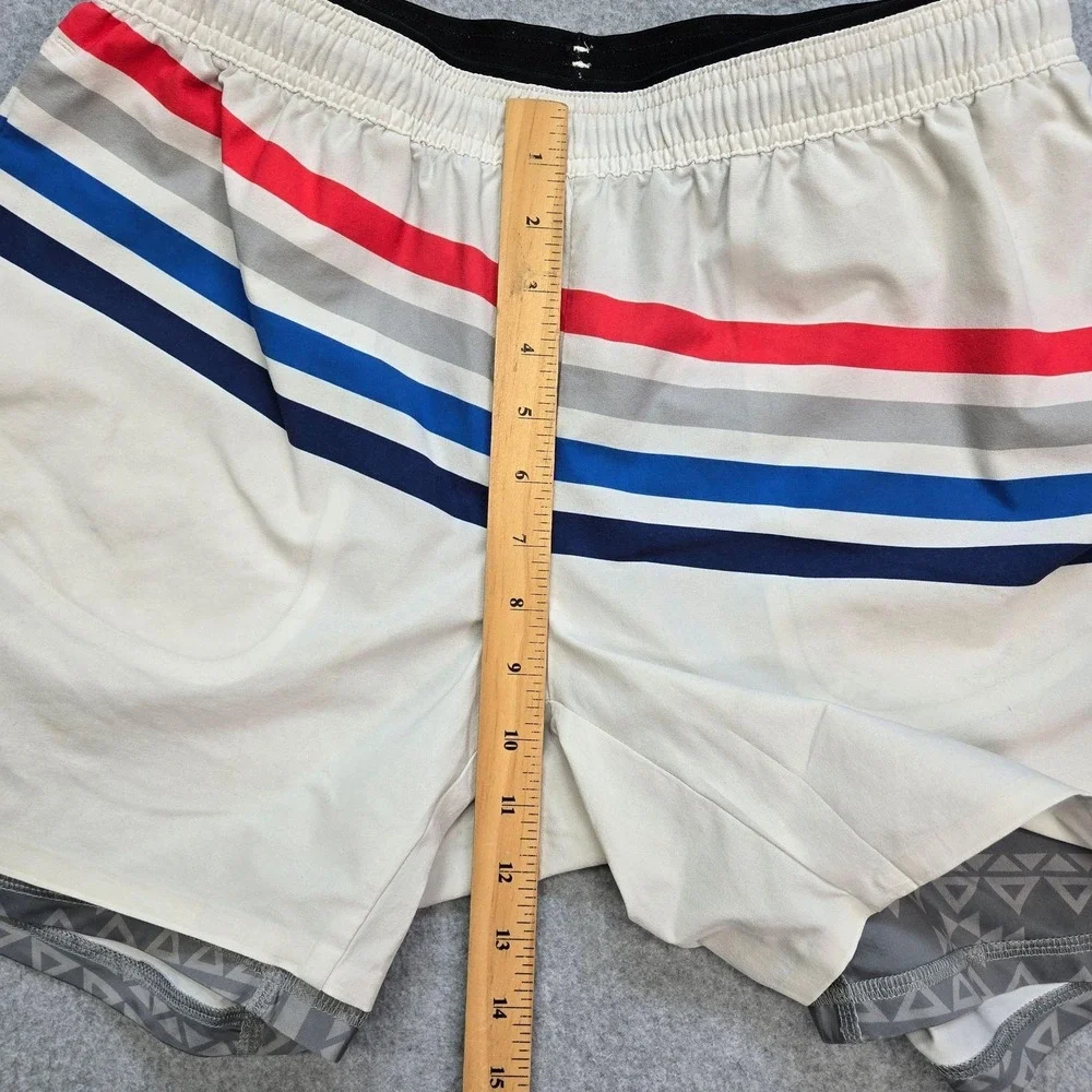 Chubbies Shorts Mens M Multicolor Stripe Drawstring Elastic Waist Athletic Liner